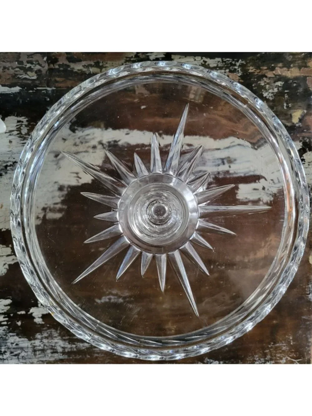 Vintage Indiana Laurel Pattern Glass Cake Stand With Pedestal and Rum Well